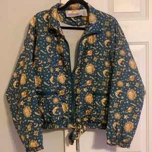 Vintage celestial moon & stars windbreaker jacket